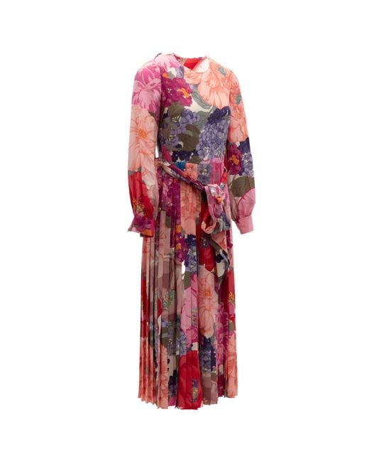Valentino Garavani Red Multi-Color Floral Dress
