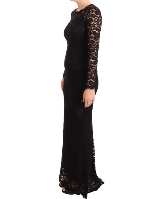 Dolce & Gabbana Black Lace Maxi Dress Floral Evening Gown