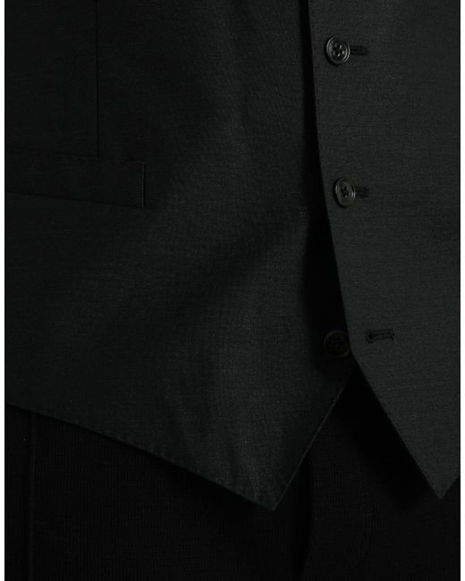 Dolce & Gabbana Black Wool Waistcoat Dress Formal Vest for men