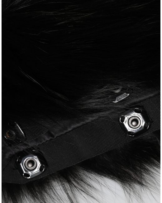 Dolce & Gabbana Black Fur Shoulder Collar Wrap Shawl Scarf