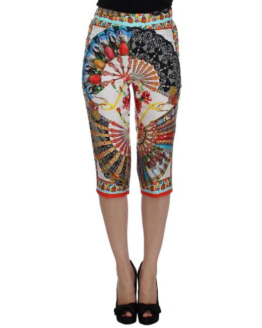 Dolce & Gabbana Black Majolica Sicily Silk Pants