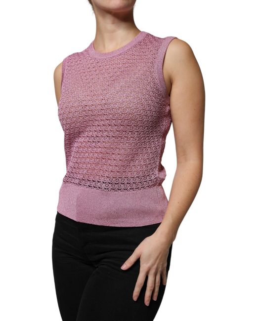 Dolce & Gabbana Purple Mesh See Through Sleeveless Tank Top