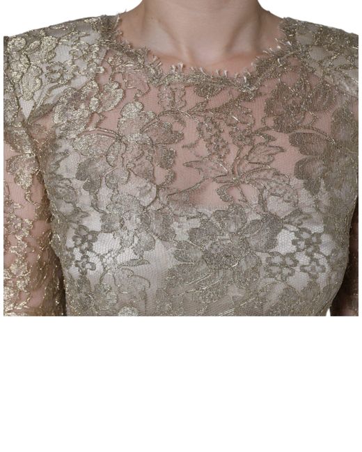 Dolce & Gabbana Natural Floral Lace A-Line Sheath Mini Dress