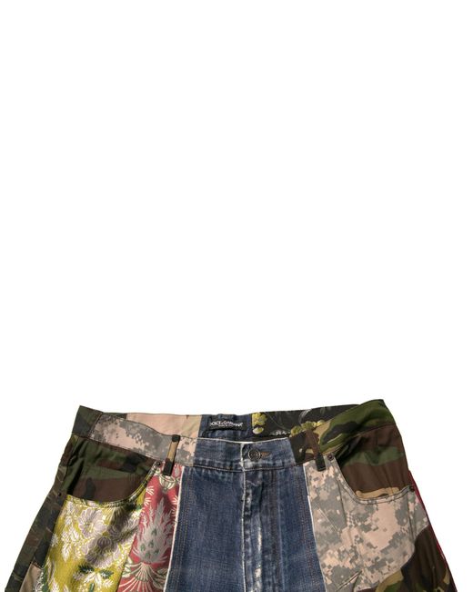Dolce & Gabbana Black Patchwork Cotton Straight Denim Jeans for men