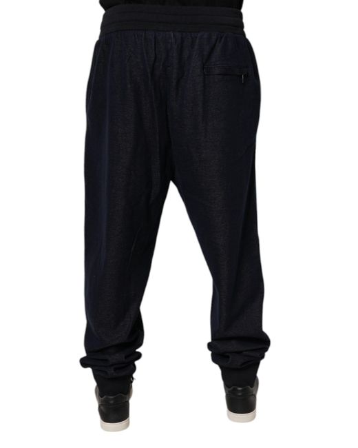 Dolce & Gabbana Black Jacquard Cotton Jogger Sweatmen's Pants for men