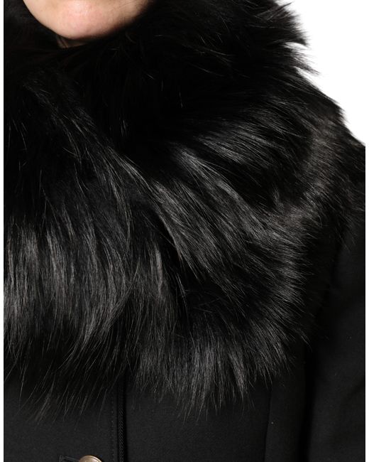Dolce & Gabbana Black Fur Shoulder Collar Wrap Shawl Scarf