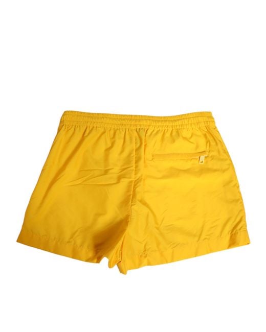 Dolce & Gabbana Yellow Nylon Logo Plaque Boxer Shorts Swimwear for men