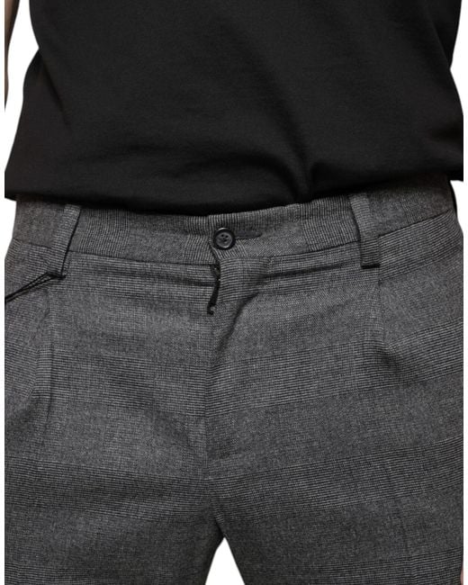 Dolce & Gabbana Black Check Tartan Wool Skinny Pants for men