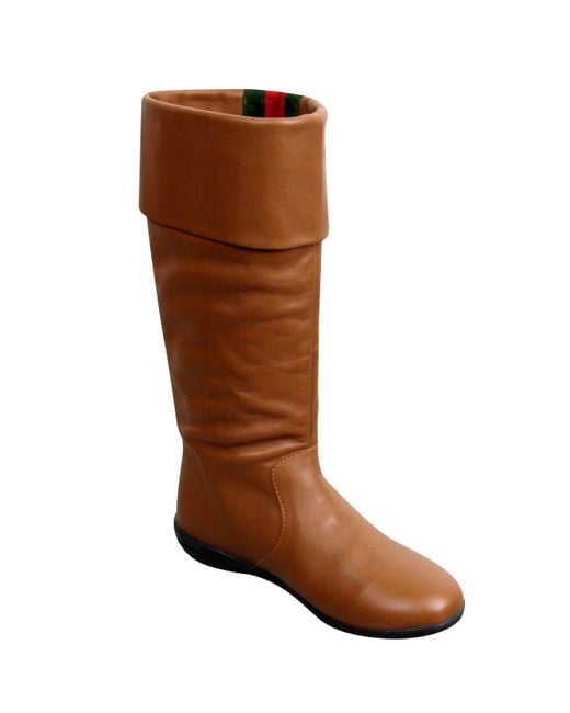 Gucci Brown Kids Leather Boots With Web Detail