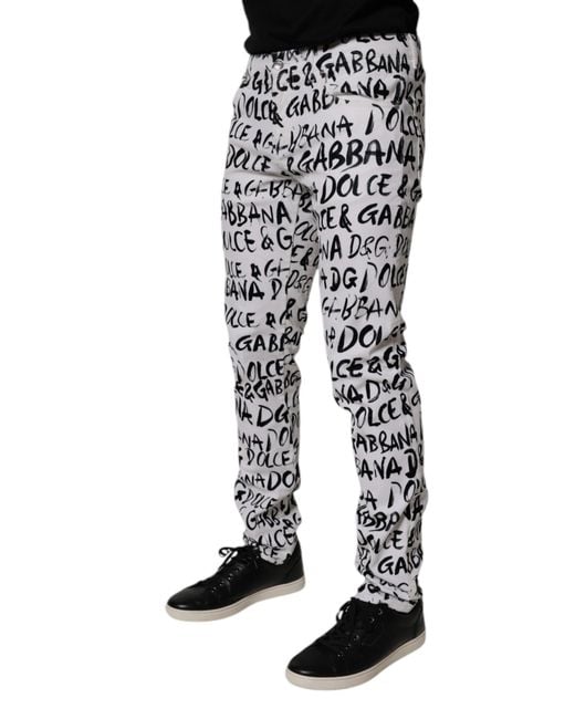 Dolce & Gabbana Black Cotton Logo Print Skinny Denim Jeans for men