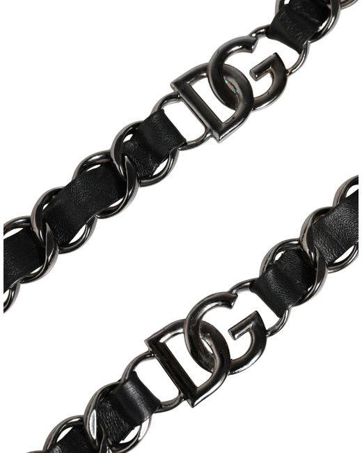 Dolce & Gabbana Black Leather Chain Bag Accessory Shoulder Strap