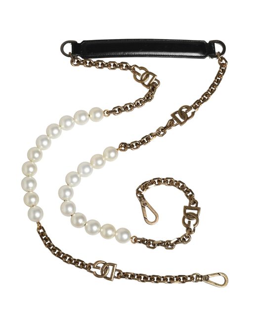 Dolce & Gabbana White Leather Chain Bag Accessory Shoulder Strap