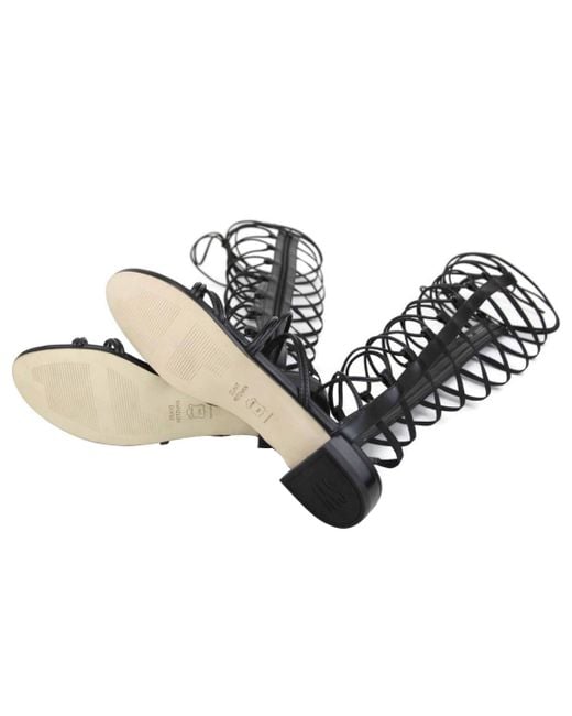Stuart Weitzman Black Sparta Leather Gladiator Boots (M Us)