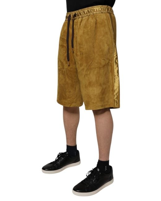 Dolce & Gabbana Natural Lambskin Suede Bermuda Shorts for men
