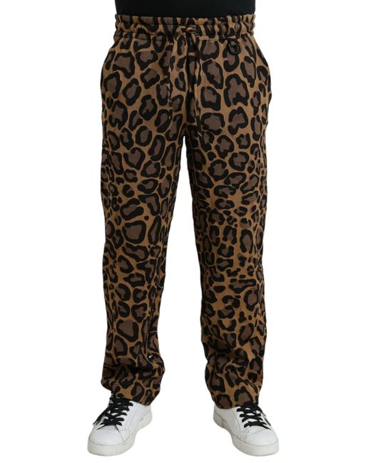 Dolce & Gabbana Black Leopard Print Polyester Jogger Pants for men