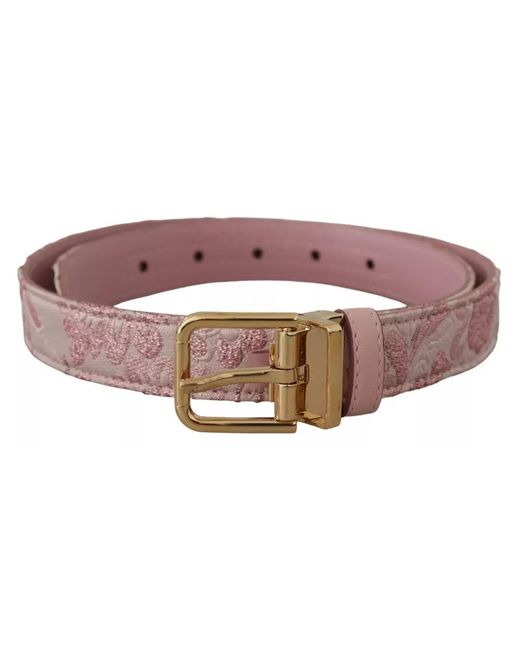 Dolce & Gabbana Black Jaquard Embroidered Tone Metal Buckle Belt