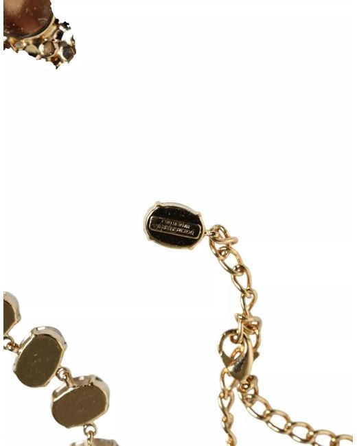 Dolce & Gabbana Black Brass Link Chain Rose Petal Crystal Necklace