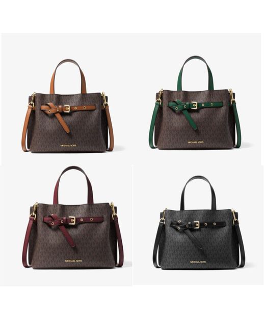 Michael Kors Emilia Large Logo Mk Signature Leather Satchel Shoulder