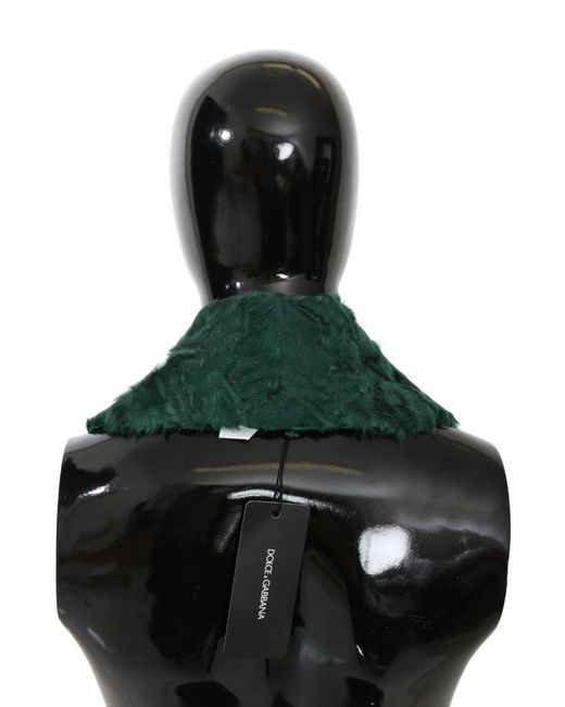 Dolce & Gabbana Black Fur Shoulder Collar Wrap Lambskin Scarf