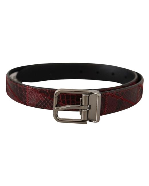 Dolce & Gabbana Black Exotic Leather Metal Logo Buckle Belt Python Skin