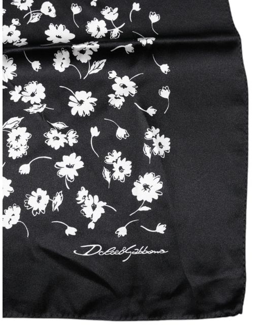 Dolce & Gabbana Black Floral Silk Square Wrap Shawl Scarf