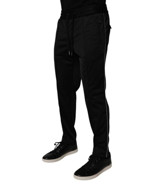 Dolce & Gabbana Black Track Pants Side Stripes for men