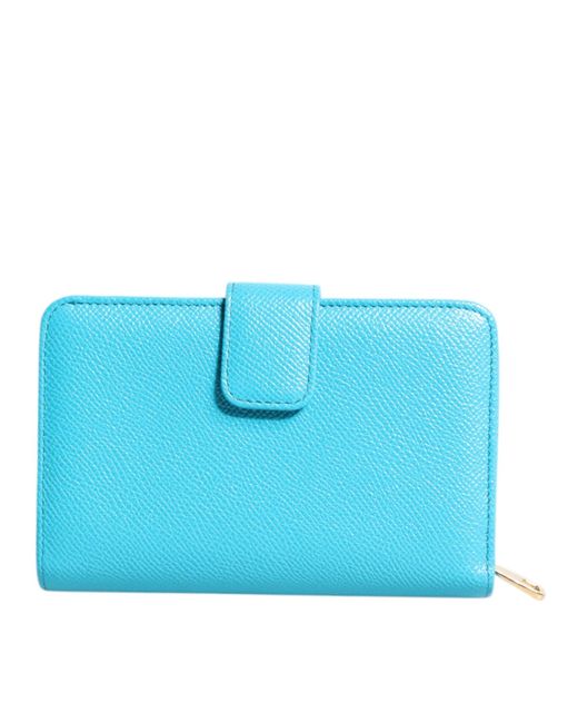 Dolce & Gabbana Blue Leather Bifold Continental Clutch Wallet