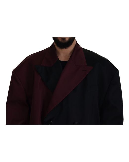 Dolce & Gabbana Blue Polyester Double Breasted Jacket for men