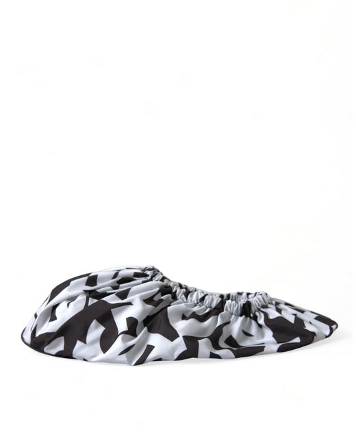 Dolce & Gabbana Black Logo Print Nylon Slip On Flats Shoes