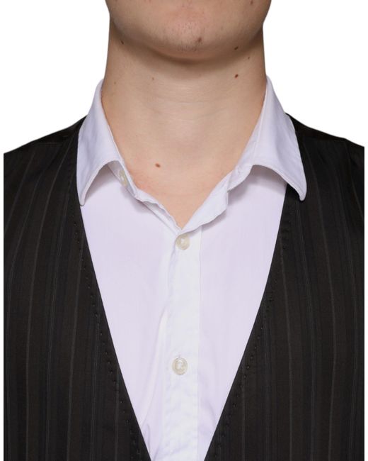 Dolce & Gabbana Black Cotton Waistcoat Dress Formal Vest for men