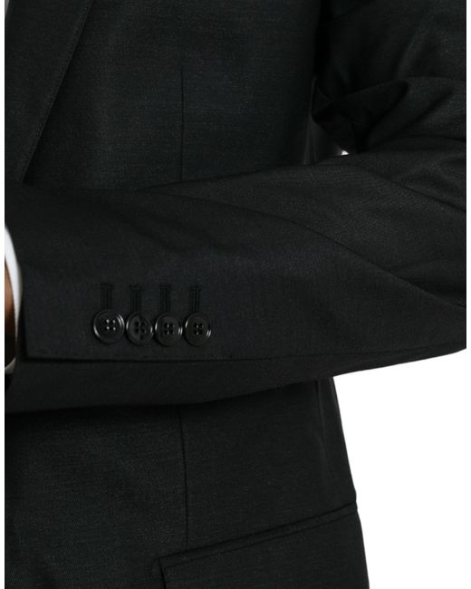 Dolce & Gabbana Black Wool Notch Singlebreasted Coat Blazer for men