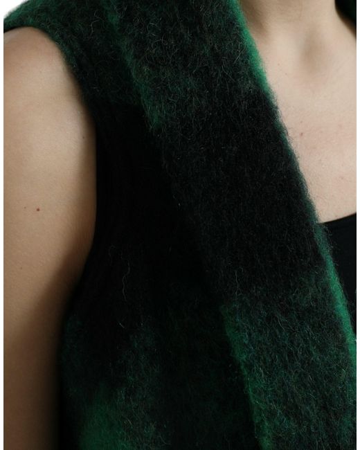 Dolce & Gabbana Green Buffalo Check Poncho Coat Jacket