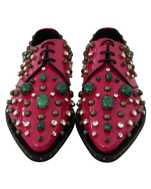 Dolce & Gabbana Black Leather Crystals Dress Broque Shoes