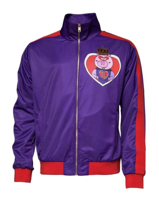 Dolce & Gabbana Blue Pig Print Track Jacket for men