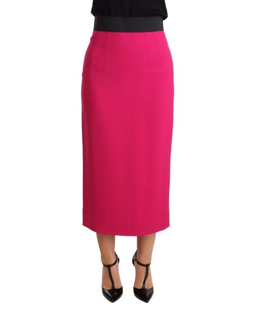Dolce & Gabbana Red High Waist Stretch Pencil Straight Skirt Rayon Acetate Elastane