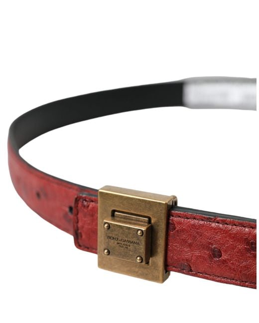 Dolce & Gabbana Brown Leather Square Metal Buckle Belt