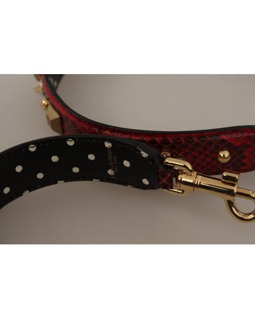 Dolce & Gabbana Red Python Leather Crystals Reversible Shoulder Strap