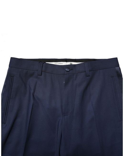 Dolce & Gabbana Blue Dark Wool Dress Formal Pants for men