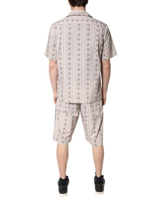 Dolce & Gabbana Natural Floral Print Cotton Pajama Set Sleepwear for men