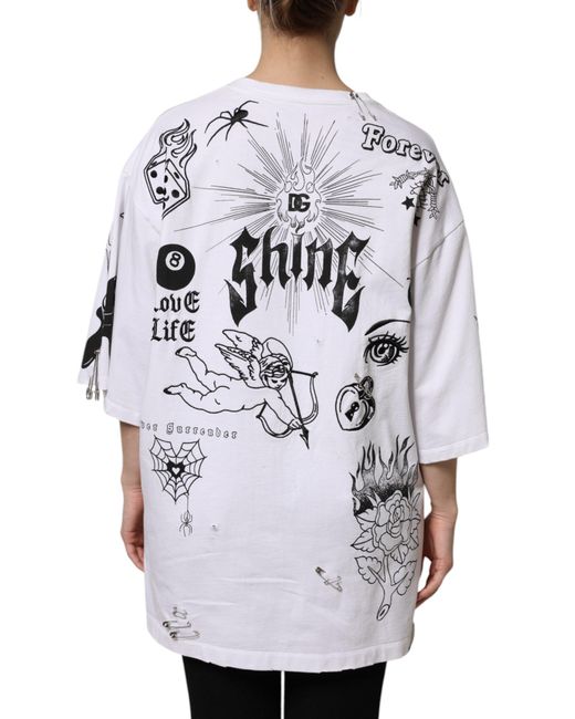 Dolce & Gabbana Gray Cotton Dg Blessed Printed T-Shirt