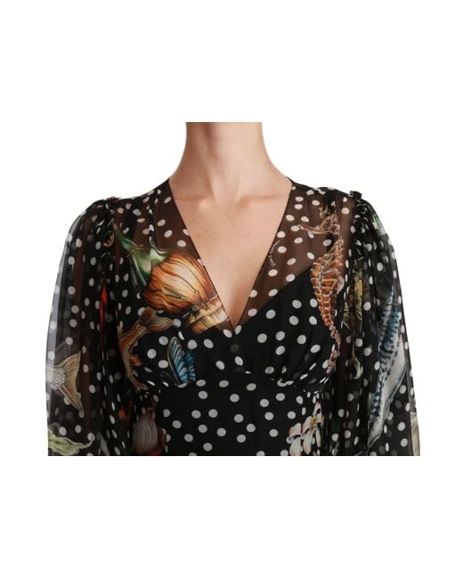 Dolce & Gabbana Black Sea Fish Sicily A-line Shift Dress