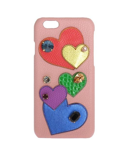 Dolce & Gabbana White Leather Heart Crystal Phone Case