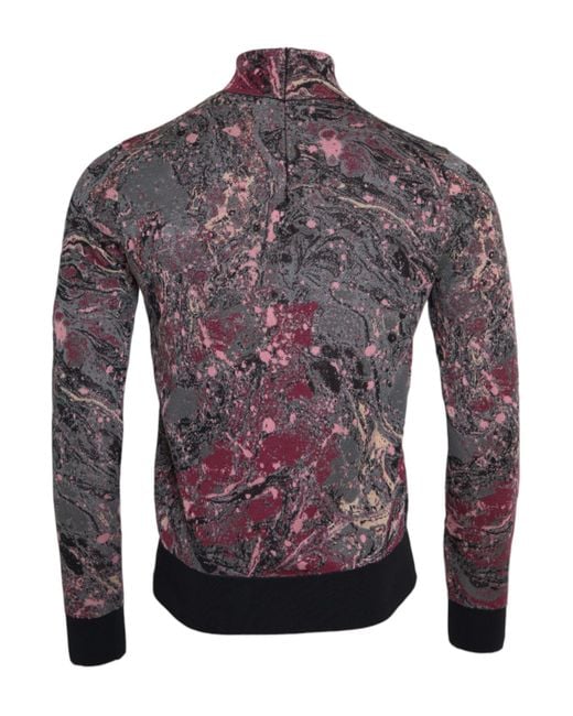 Dolce & Gabbana Blue Graphic Turtle Neck Sweater for men