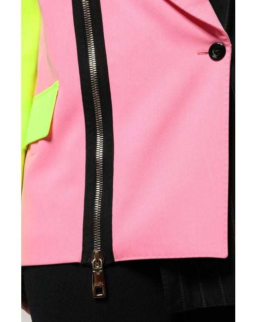 Dolce & Gabbana Pink Patchwork Embellished Coat Jacket