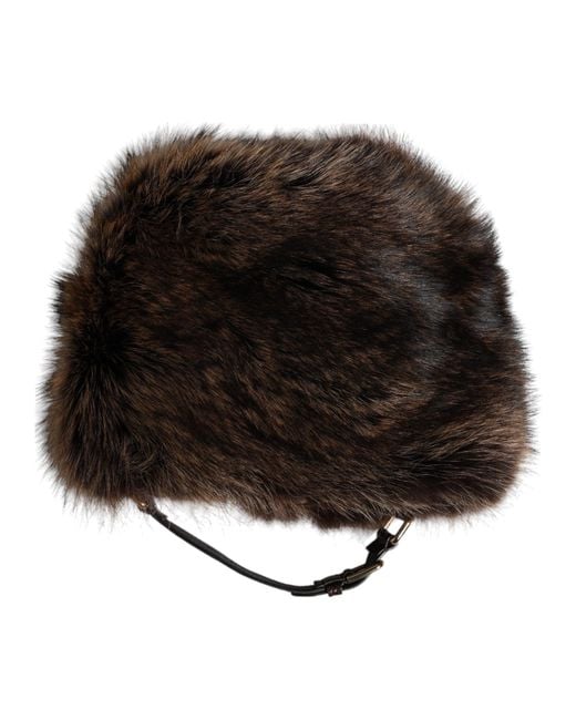 Dolce & Gabbana Black Fur Bucket Hat