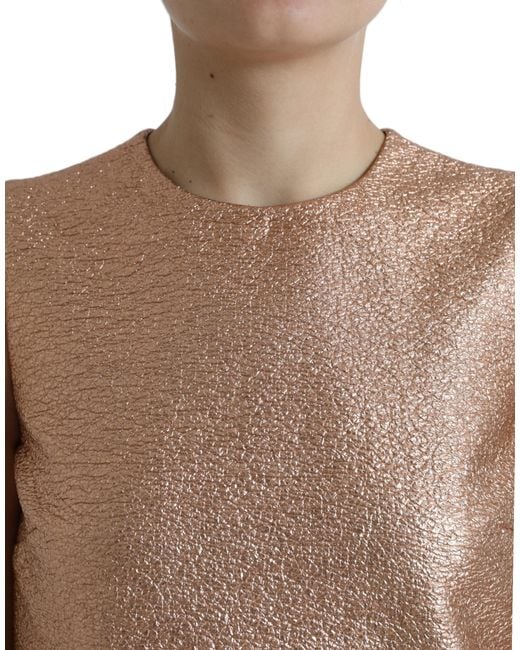 Dolce & Gabbana Natural Jacquard Sleeveless Shift Mini Dress