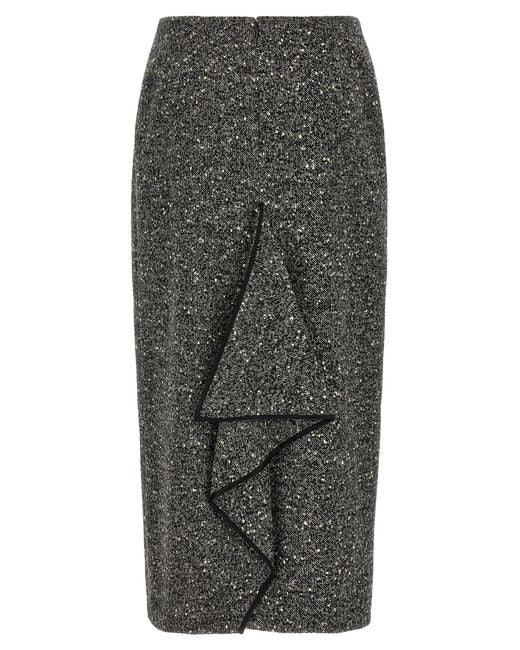 Valentino Garavani Gray Virgin Wool Midi Skirt