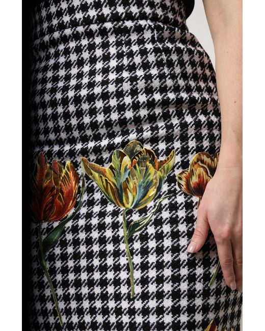 Dolce & Gabbana Black Floral Print High Waist Pencil Cut Skirt