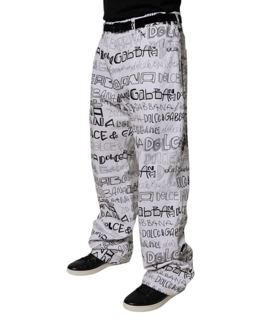 Dolce & Gabbana Gray Logo Print Straight Denim Jeans for men