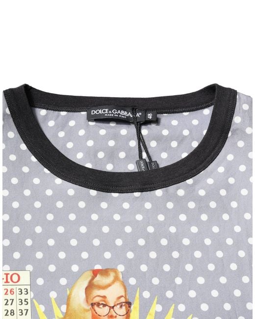 Dolce & Gabbana Gray Polka Dot Pinup Graphic Tee for men